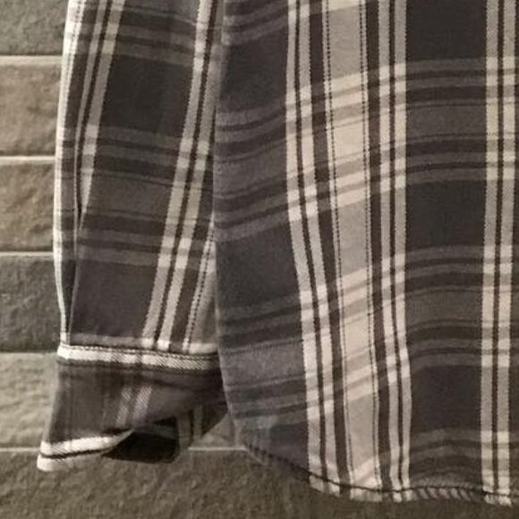 Gray and White Plaid Flannel Shirt - Picture 5 of 5